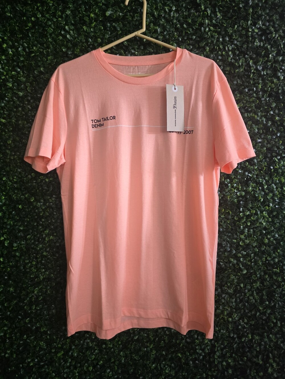 Tom Tailor Men's Coral Pink Crewneck T-Shirt Size L